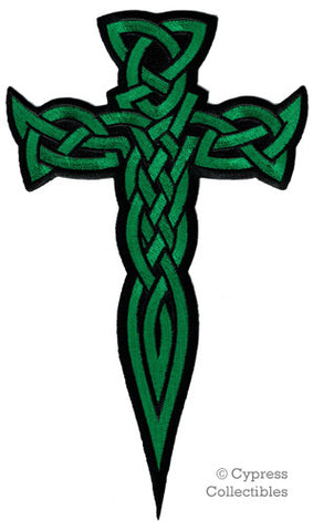 LARGE GREEN CELTIC CROSS PATCH